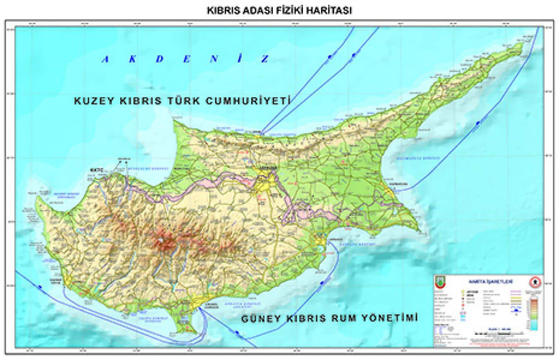 KIBRIS ADASI FİZİKİ HARİTASI